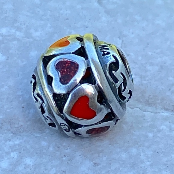 Vintage Michael Anthony red heart .925 Sterling Silver charm bracelet bead Italy - Picture 4 of 15